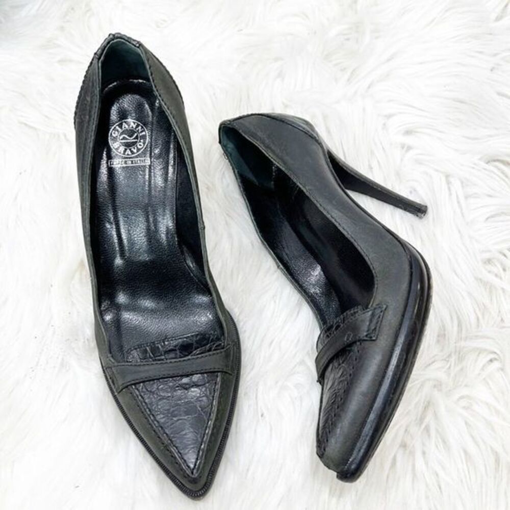 Gianni Bravo Gray and Black Crocodile Heels 36